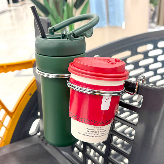 모나코올리브 마트 카트기 커피걸이 컵홀더, 실버, 2개