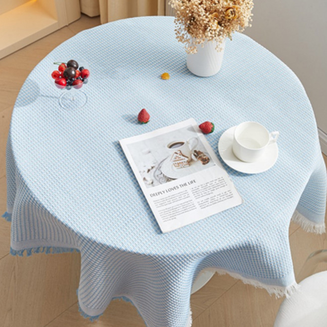 GUNU 감성 홈카페 패브릭 테이블보, 블루, 1개, 90 x 90 cm