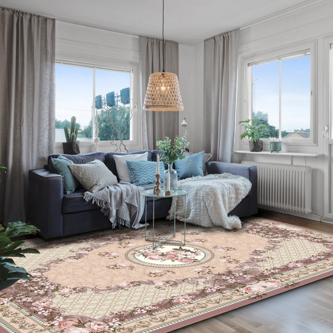 이정데코 프렌치 로즈 페르시안 사계절 물세탁 거실 러그