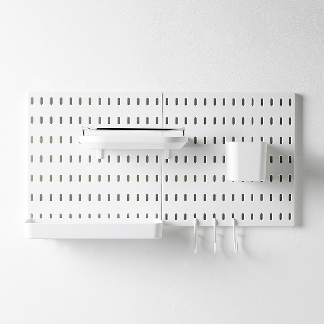 밀레마 ABS 페그보드 확장형 수납 타공판 8p 세트 28x28cm, 1세트, 화이트