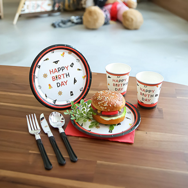 파티해 해적 생일 파티접시 18cm 20p + 파티컵 20p 세트, 1세트
