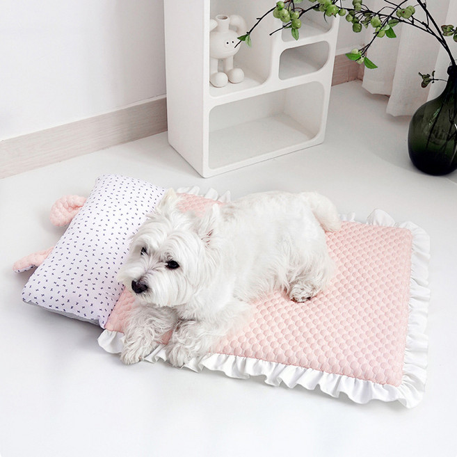 파스텔펫 반려동물 엠보 베어필로우 쿠션, 핑크, 1개