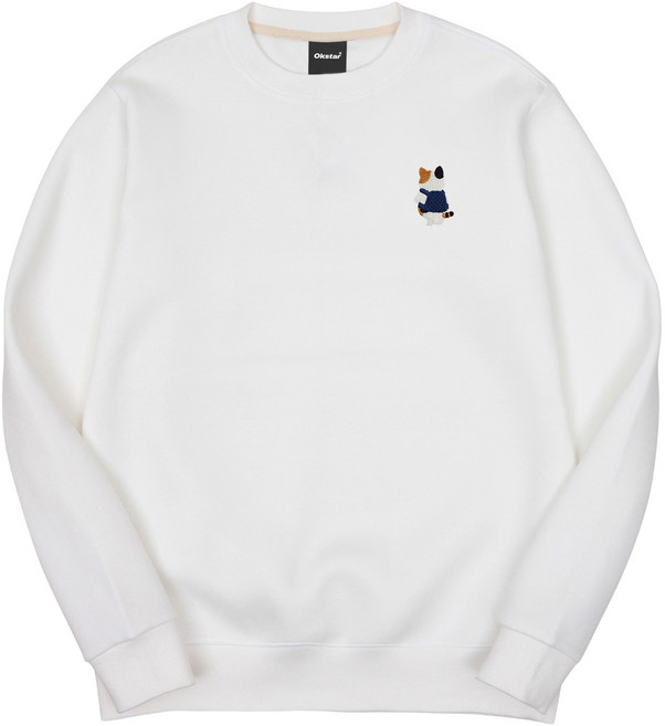 옥스타 남녀공용 가방삼색냥 자수 특양면 맨투맨 4SSP008