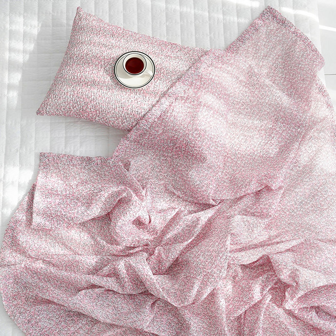 스코홈 눈꽃 냉감 시어서커 홑이불 + 베개커버 세트