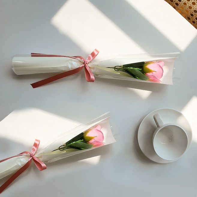 아스파시아 비누꽃 장미 메시지 한송이 꽃다발 존경하는선생님감사합니다, 핑크, 2개