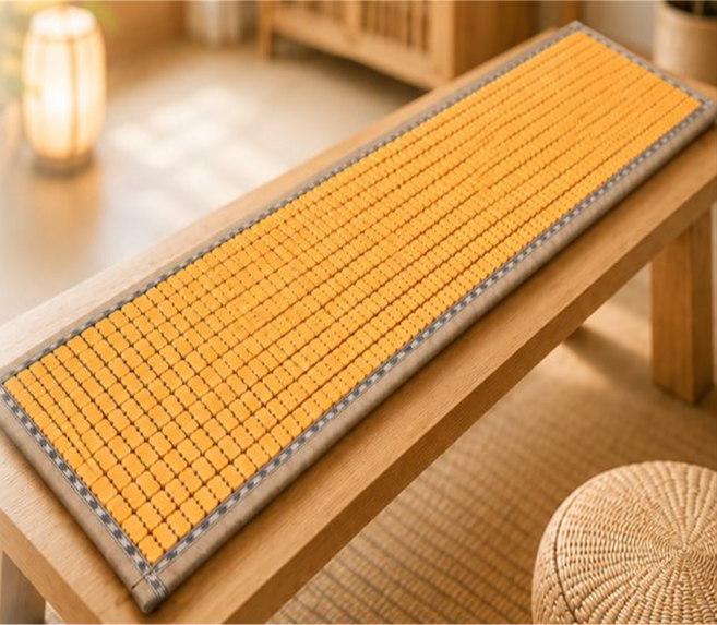 Mexsmon 美思夢 原色包邊麻將竹坐墊 3人(45 x 150cm) 透氣涼爽 米白色