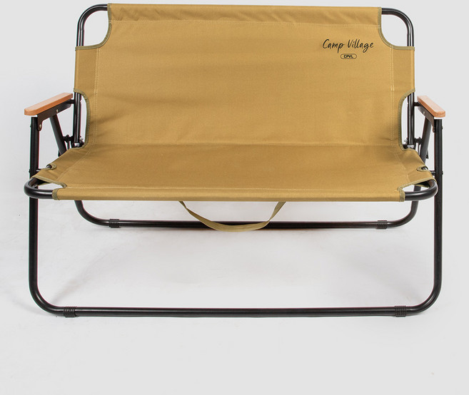 캠프빌리지 캠핑 폴딩 더블 벤치 2인용 의자, 베이지, 1개