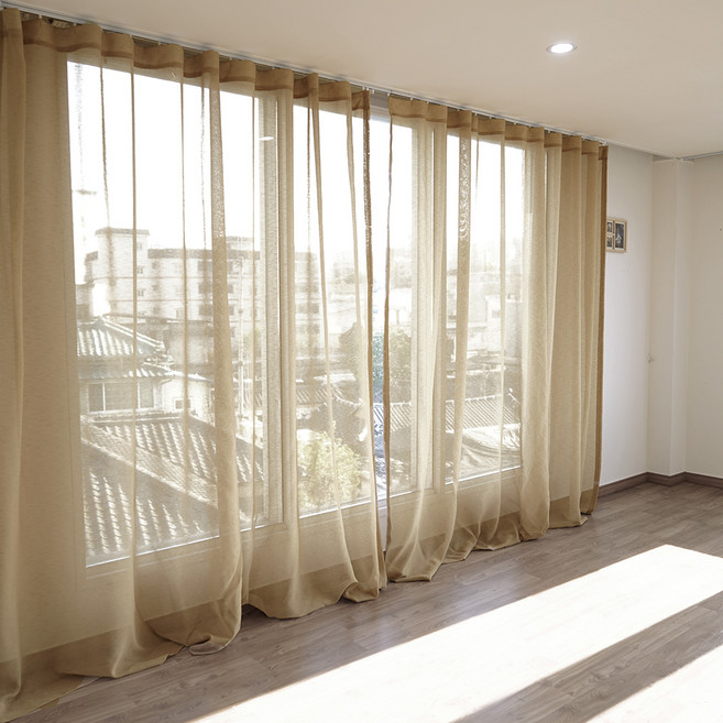 나비손길 하늘하늘 샬리브 복층커튼 일자형 + 커튼핀