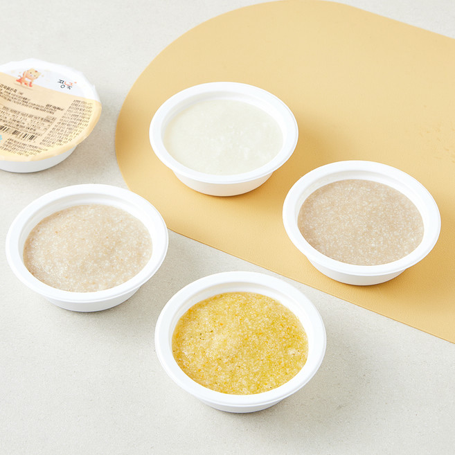 짱죽 냉장 초기 7개월 부터 한우오트밀 묽은죽 140g + 한우감자 묽은죽 140g + 닭가슴살양배추 묽은죽 140g + 사과당근 묽은죽 140g 이유식 C세트, 560g, 1세트