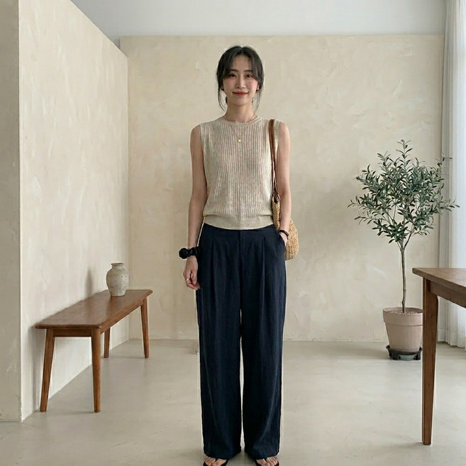 MarketA 女款鈕扣交叉開衩無袖背心 M263-0728