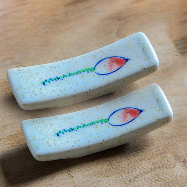 프렌치마르스 전통 도자기 수저받침대 MMM3375, 연꽃, 2개