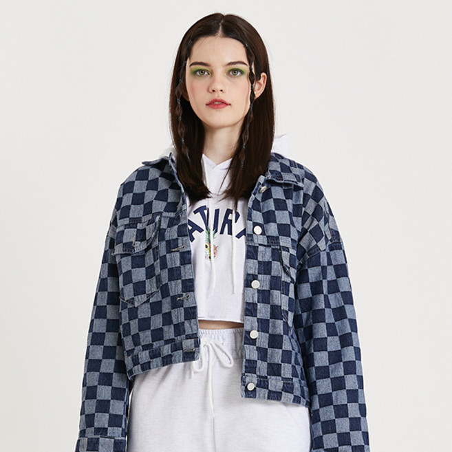 PINK PINEAPPLE 女款 CHESS CHECK DENIM JUMPER