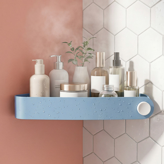 마메 공간활용 화장실 욕실 무타공 다용도 코너선반, 네이비, 1개