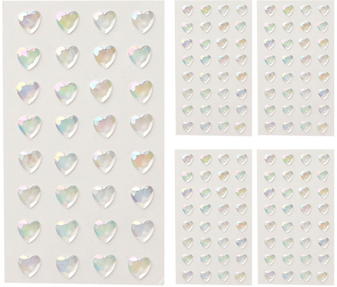 핑크풋 2000 하트 보석 스티커 5p, 홀로그램, 1개