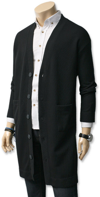 블루포스 남성용 엘숄션 세미 오버핏 무지 캐주얼 롱 가디건