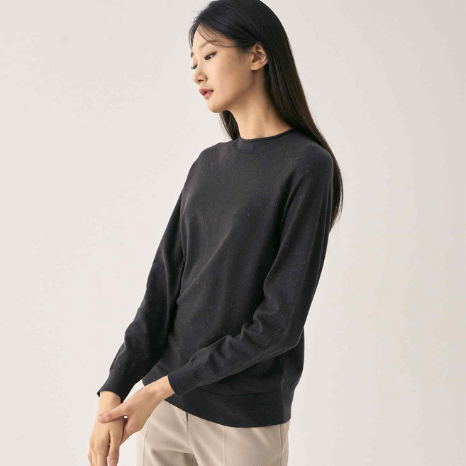 zishen 女款亮片半高領套頭針織T恤LFKTNA12