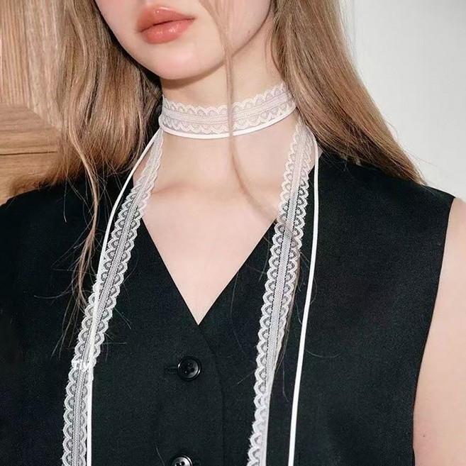 비단길 그릭 레이어드 레이스 타이 스카프 더블