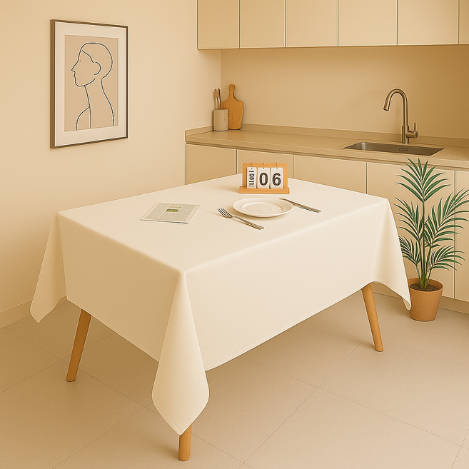 아싸레 파티 방수 식탁보, 아이보리, 137 x 274 cm, 1개