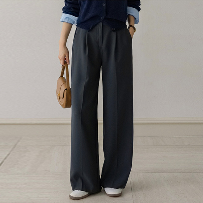 시크폭스 여성용 숏 기본 롱 기장 포튼 히든밴딩 핀턱 슬랙스 와이드 53SL678