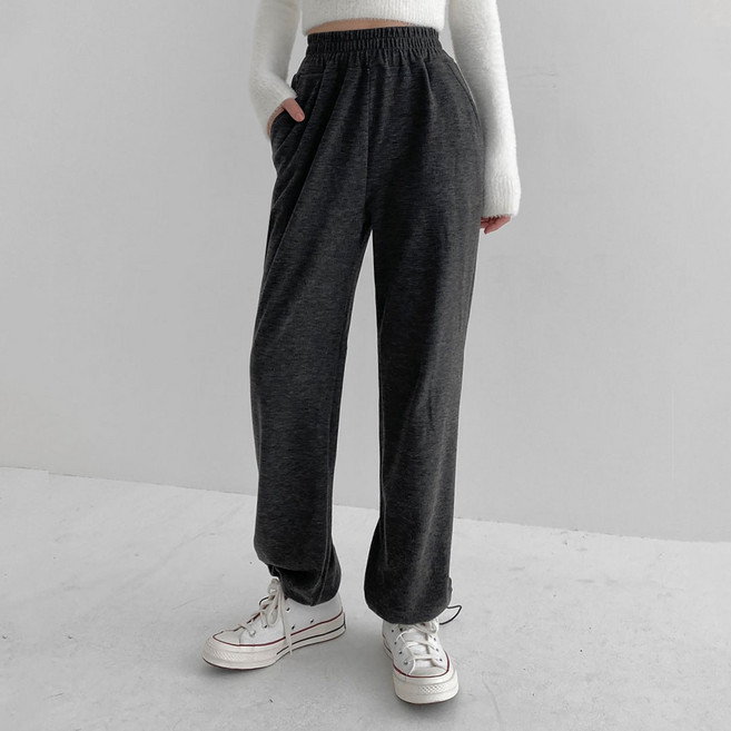 플랜데이 여성용 피치기모 슬림 와이드 스트링 밴딩팬츠 숏