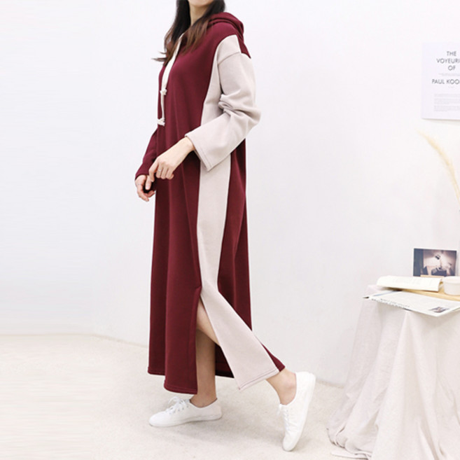 팡팡샵 T 기모투톤후드 임산부 원피스