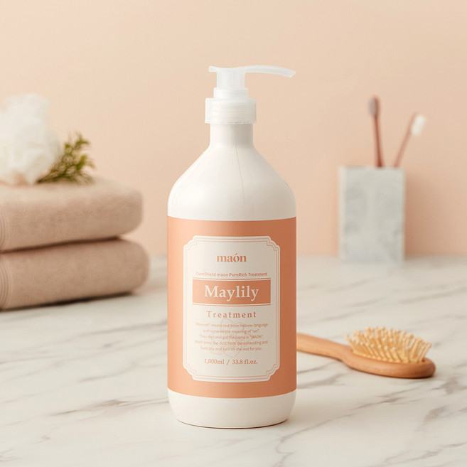 큐어실드 마온 약산성 헤어트리트먼트 메이릴리 프리지어향, 1L, 1개