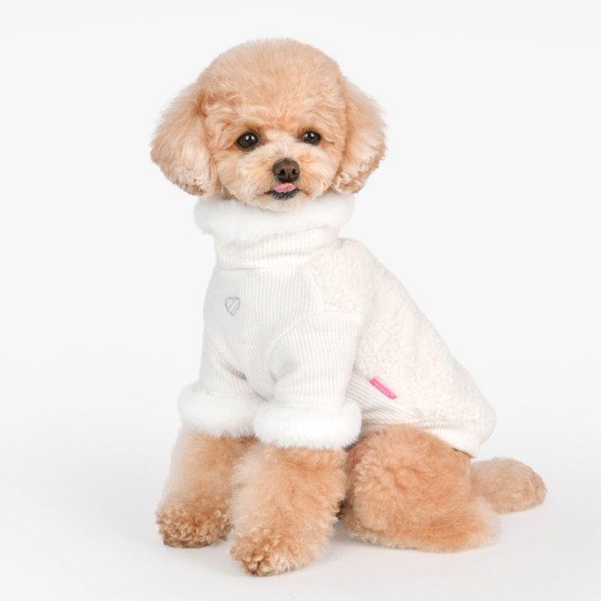 핑카홀릭 강아지 매들린 뽀글이 티셔츠 TS7769, 아이보리, 1개