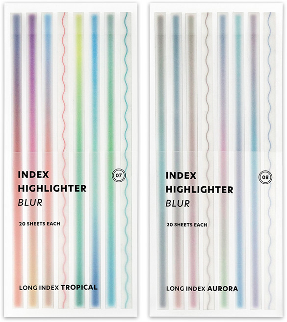 아이코닉 인덱스 하이라이터 스티커 롱블러 2종, 1세트