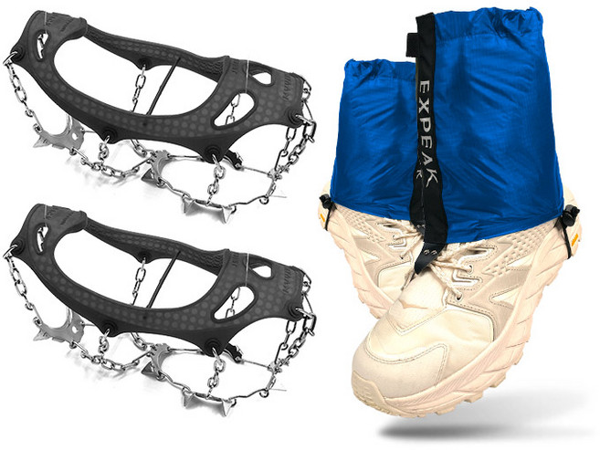 엑스피크 11P 아이젠 + 트레일 숏스패츠 세트, 그레이(아이젠), 블루(스패츠)