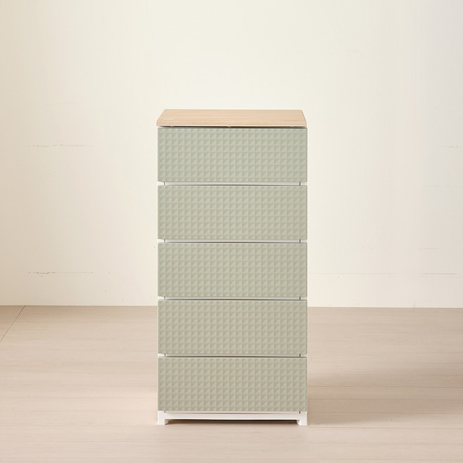 브리다 모던우드탑 와이드 서랍장, 올리브그린, 5단