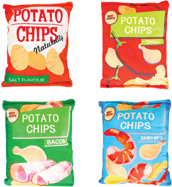 멍냥 강아지 바스락 감자칩 봉지 삑삑이 장난감 4종 세트, 혼합색상, 1세트