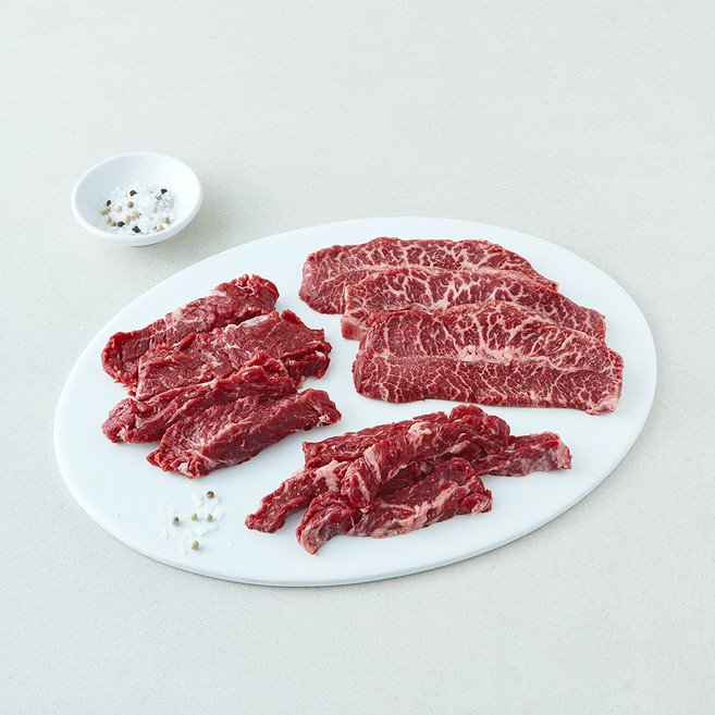 엘그로 와규 모둠 구이용 업진안살 250g + 치마살 250g + 오이스터블레이드 250g 세트 (냉장), 1세트, 750g