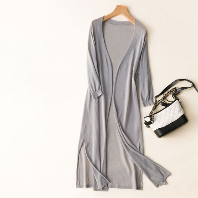 라라티나 여성용 리안 시스루 7부 로브 롱가디건