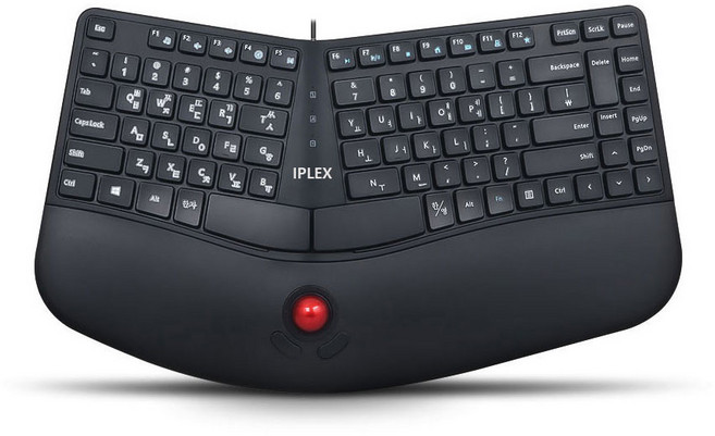IPLEX 有線軌跡球人體工學鍵盤, 黑色, ERK1000TK