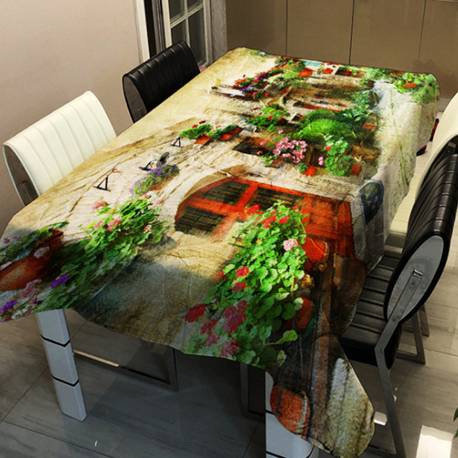 알럽홈 유럽 풍경 프린팅 스퀘어 홈 테이블 커버, TYPE12, 100 x 140 cm