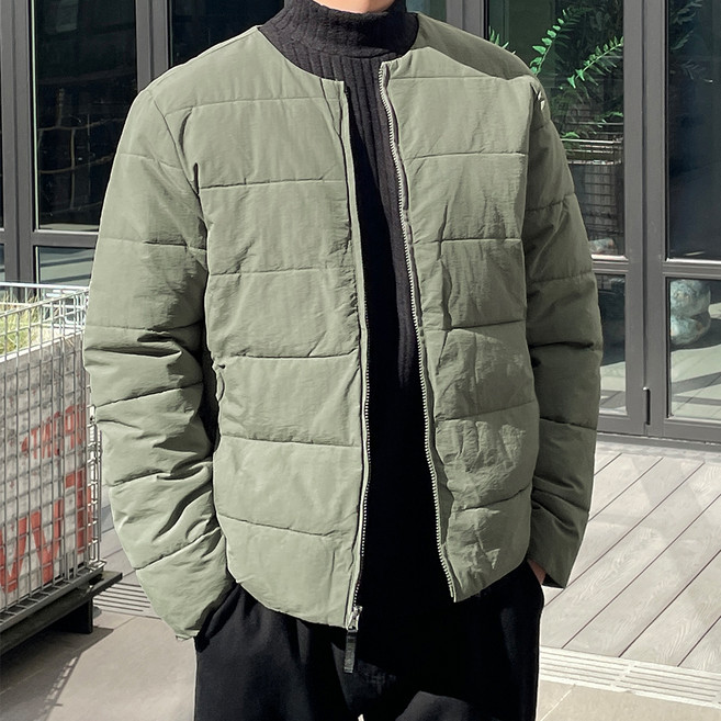 男款無領輕量鋪棉外套 O2106