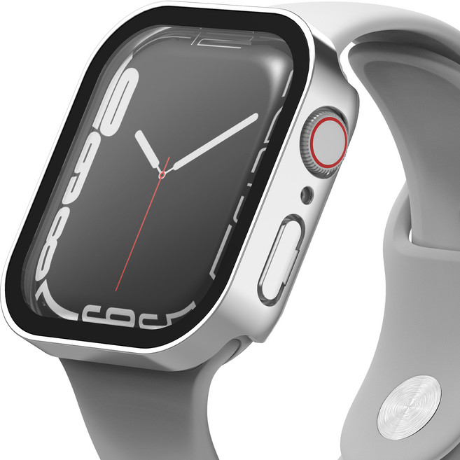 누아트 프레임 풀커버 스마트워치 하드 케이스 44mm, 실버, 1개