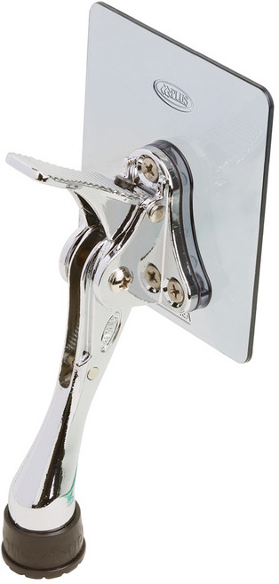 리빙이프 무타공 접착식 원터치 말굽 도어스토퍼 크롬, 1개