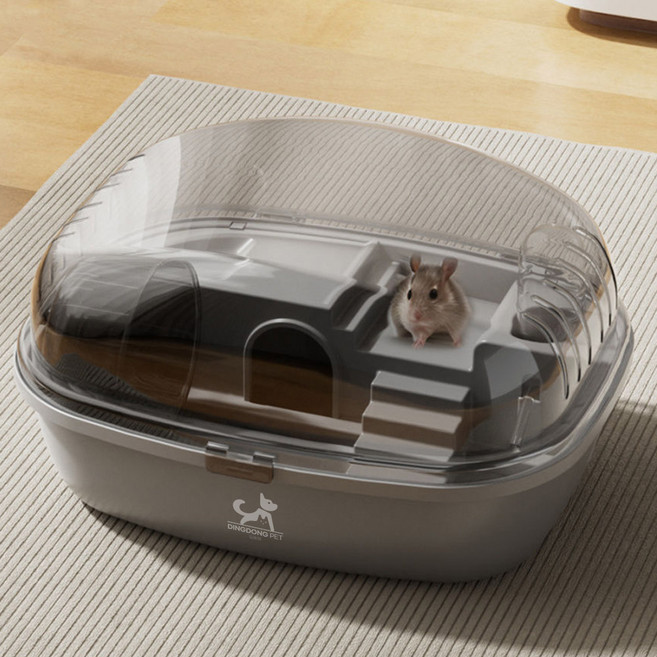딩동펫 소동물 풀인원 햄스터 케이지 하우스 A타입 36 x 20 cm, 그레이, 1개