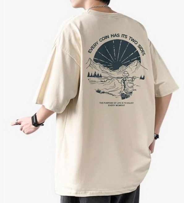 제이티엘 남성용 오버핏 프린팅 반팔 티셔츠