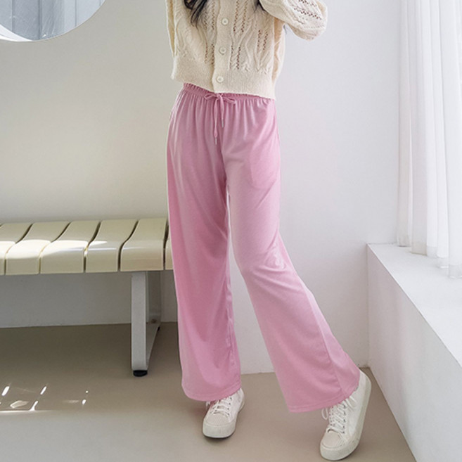 유니제이 레몬소울 여성용 비제 밴딩 와이드 팬츠 롱