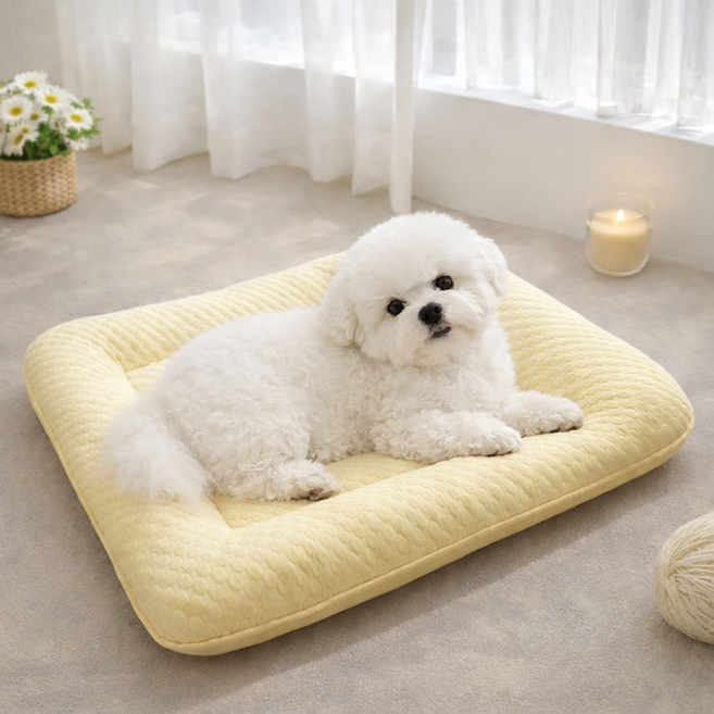 PASTEL PET 寵物 Pastel 壓紋涼感坐墊, 黃色, 1個