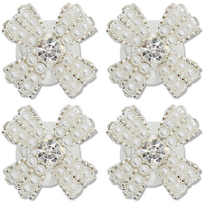 미니 큐빅 진주 보석 단추 펄크로스 18mm, 4개, 니켈