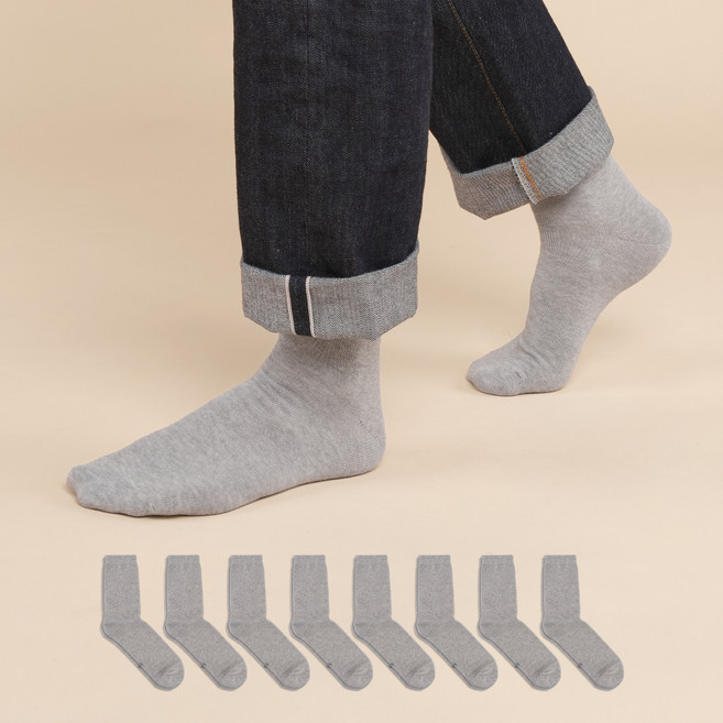 삭피엔스 남성용 빅사이즈 데오프리 42g 톡톡한 무지 장목 양말 8켤레