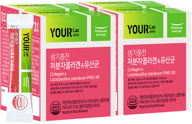 유어락 저분자 콜라겐 & 유산균, 60g, 4개