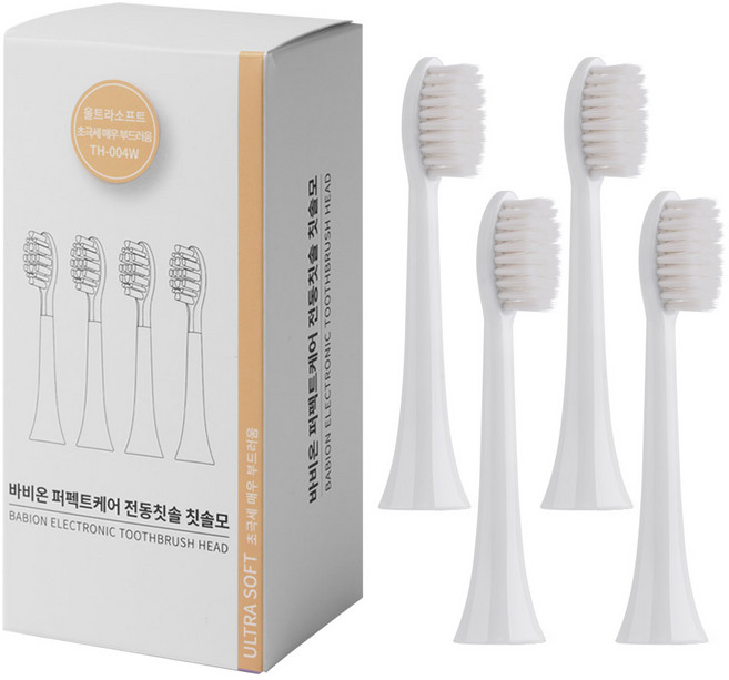 바비온 퍼펙트케어 음파 전동칫솔모 울트라소프트 화이트 4p, 1세트