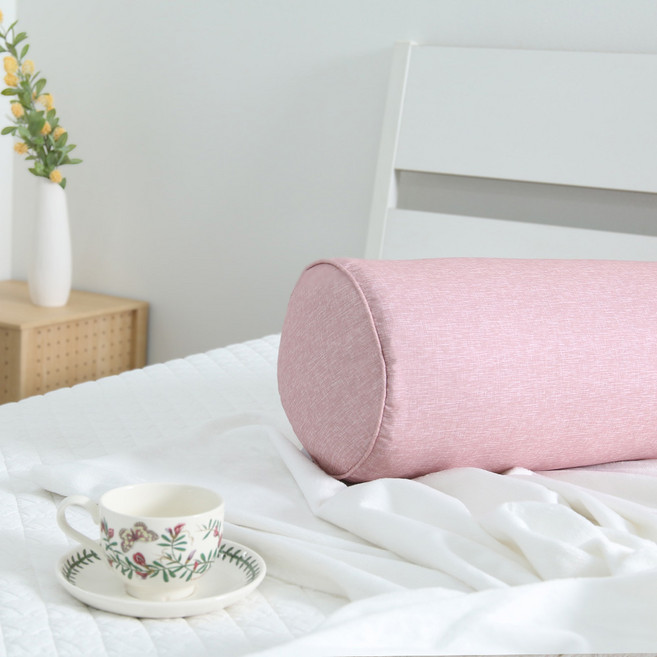 우리앤데코 샤이니 원형 롱쿠션커버, 핑크