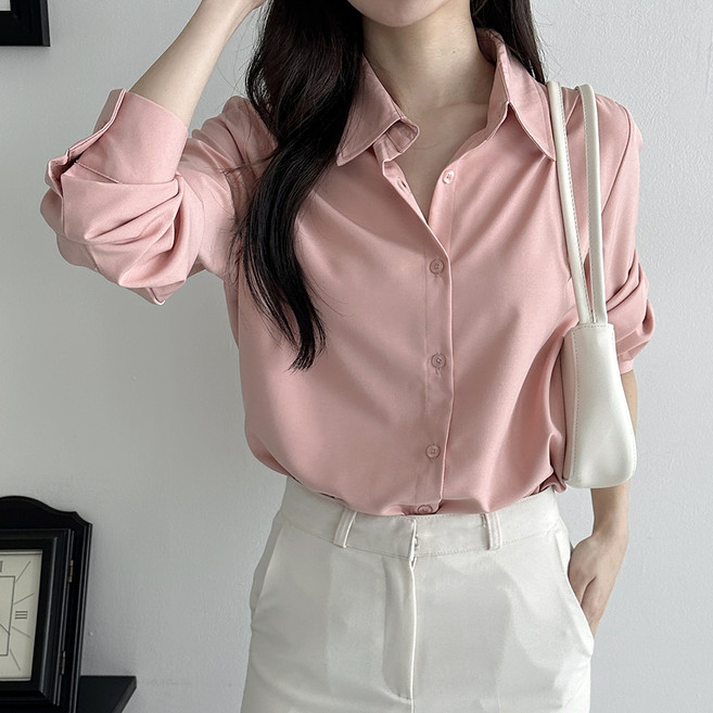 라라온 카라넥 베이직 링클프리 긴팔 블라우스 셔츠 TSP2866