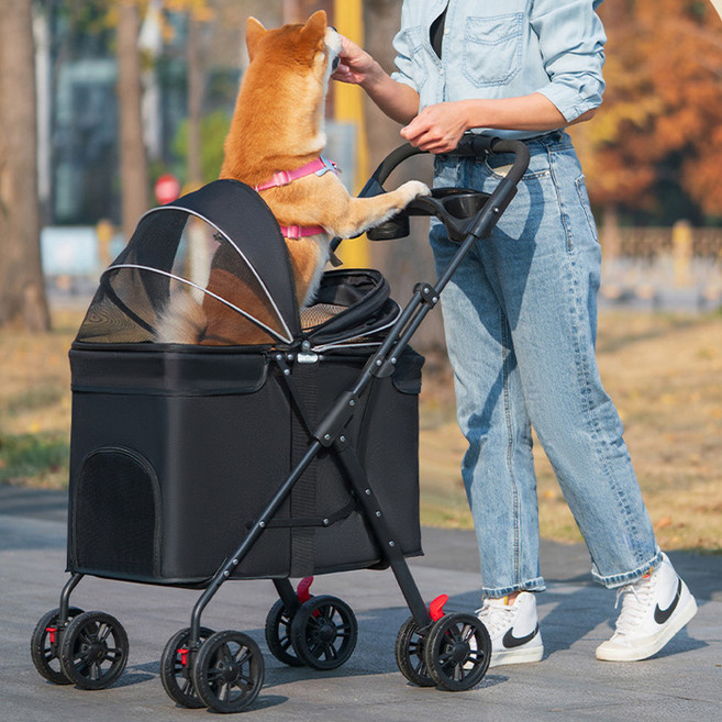 레드퍼피 강아지 페리 유모차, 블랙, 1개