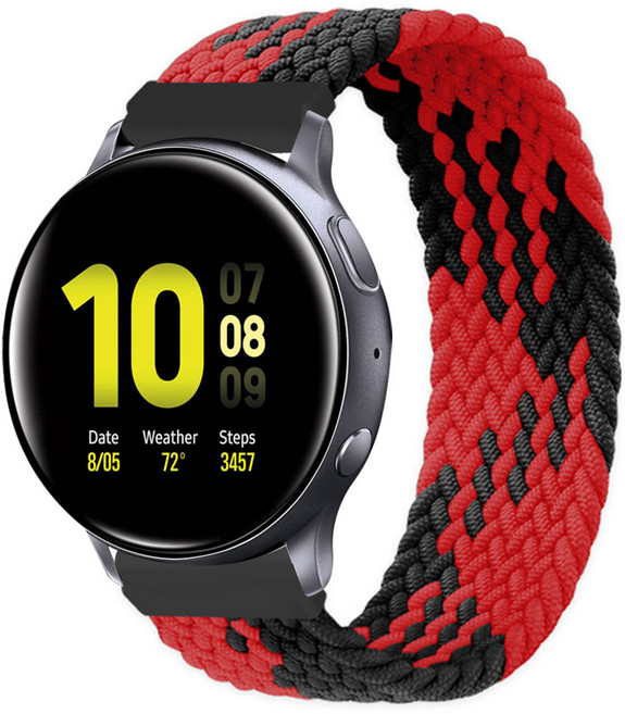 스페이스쉴드 갤럭시 워치 브레이드 솔로 루프 나일론 밴드 20mm M, 블랙레드, 1개